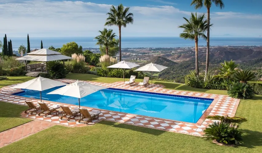 A luxury villa with a swimming pool in the mountains of La Zagaleta, Marbella.